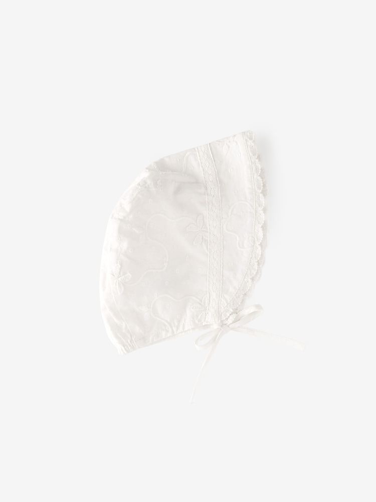 Biały - Occasion Baby Bonnet Hat (0-18mths) - Image 4 of 4