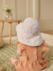 Cream Daisy Baby Wide Brim Bucket Hat (0mths-2yrs) - Image 3 of 4