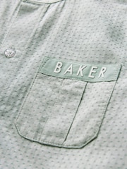 قميص 100% قطن بياقة صغيرة باللون الأخضر من Baker by Ted Baker - صورة 4 من 4