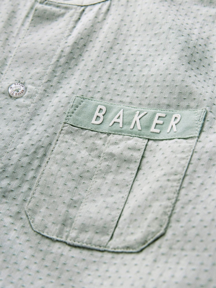 قميص 100% قطن بياقة صغيرة باللون الأخضر من Baker by Ted Baker - صورة 4 من 4