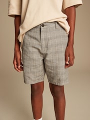 Check Linen Blend Chino Shorts (3-16yrs) - Image 1 of 7