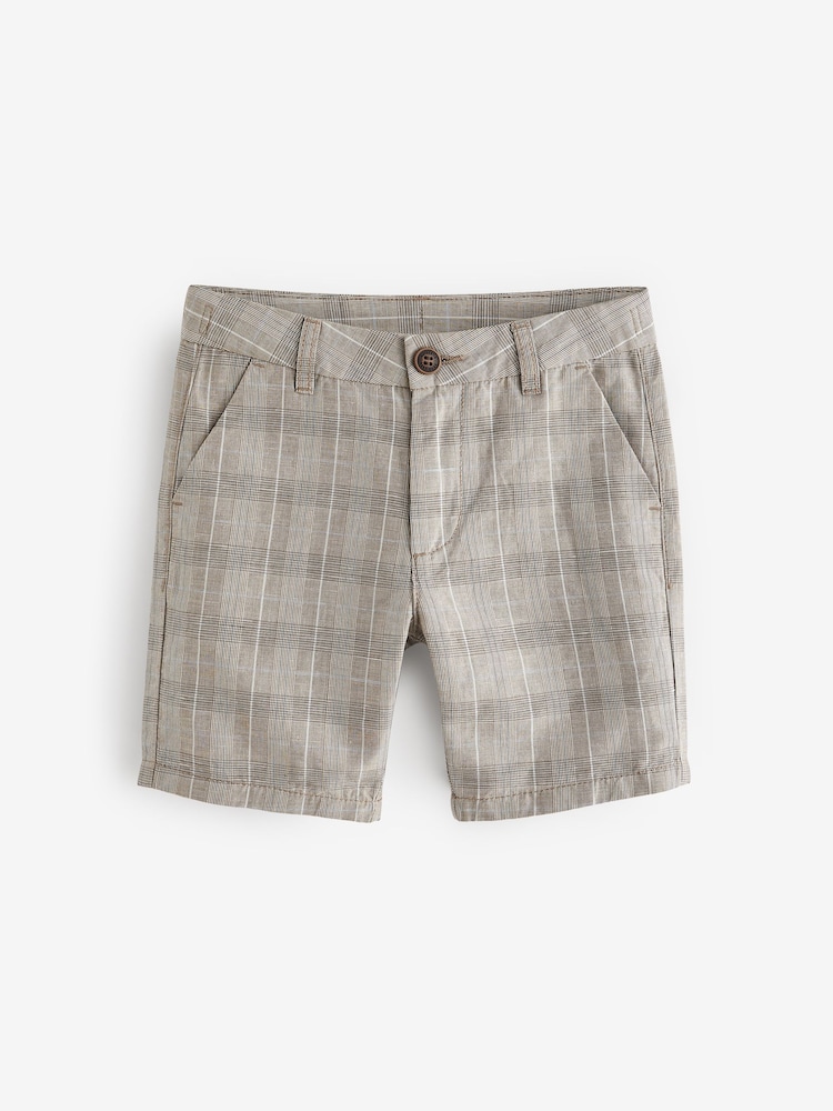Check Linen Blend Chino Shorts (3-16yrs) - Image 1 of 7