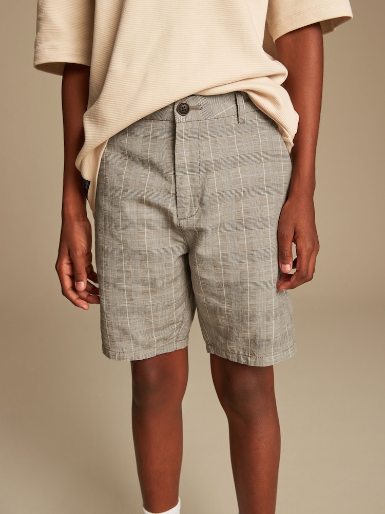 Check Linen Blend Chino Shorts (3-16yrs) - Image 2 of 7