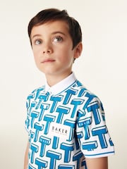 modra - Baker by Ted Baker polo majice s potiskom 100% bombaža - Slika 3 iz 8