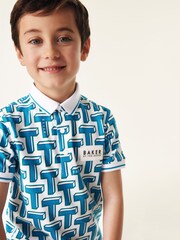 modra - Baker by Ted Baker polo majice s potiskom 100% bombaža - Slika 4 iz 8