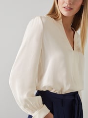 LK Bennett Cream Selina Collarless Blouse - Image 4 of 5