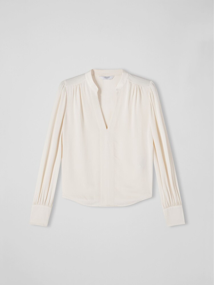 LK Bennett Cream Selina Collarless Blouse - Image 5 of 5