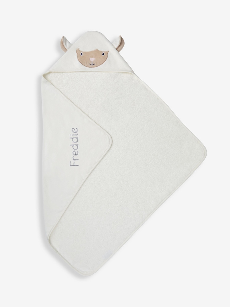 JoJo Maman Bébé Personalised Lamb Hooded Towel - Image 1 of 5