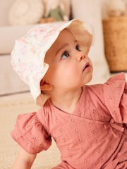 Pink Floral Baby Wide Brim Bucket Hat (0mths-2yrs) - Image 2 of 4