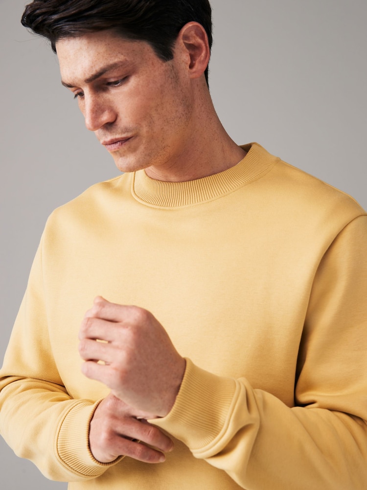 Yellow Regular Fit Jersey Cotton Rich Crew Sweatshirt - Image 1 of 7