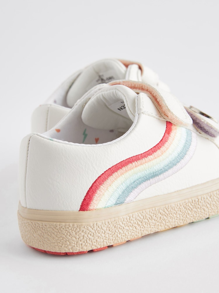 White Standard Fit (F) Rainbow Touch Fasten Trainers - Image 10 of 10