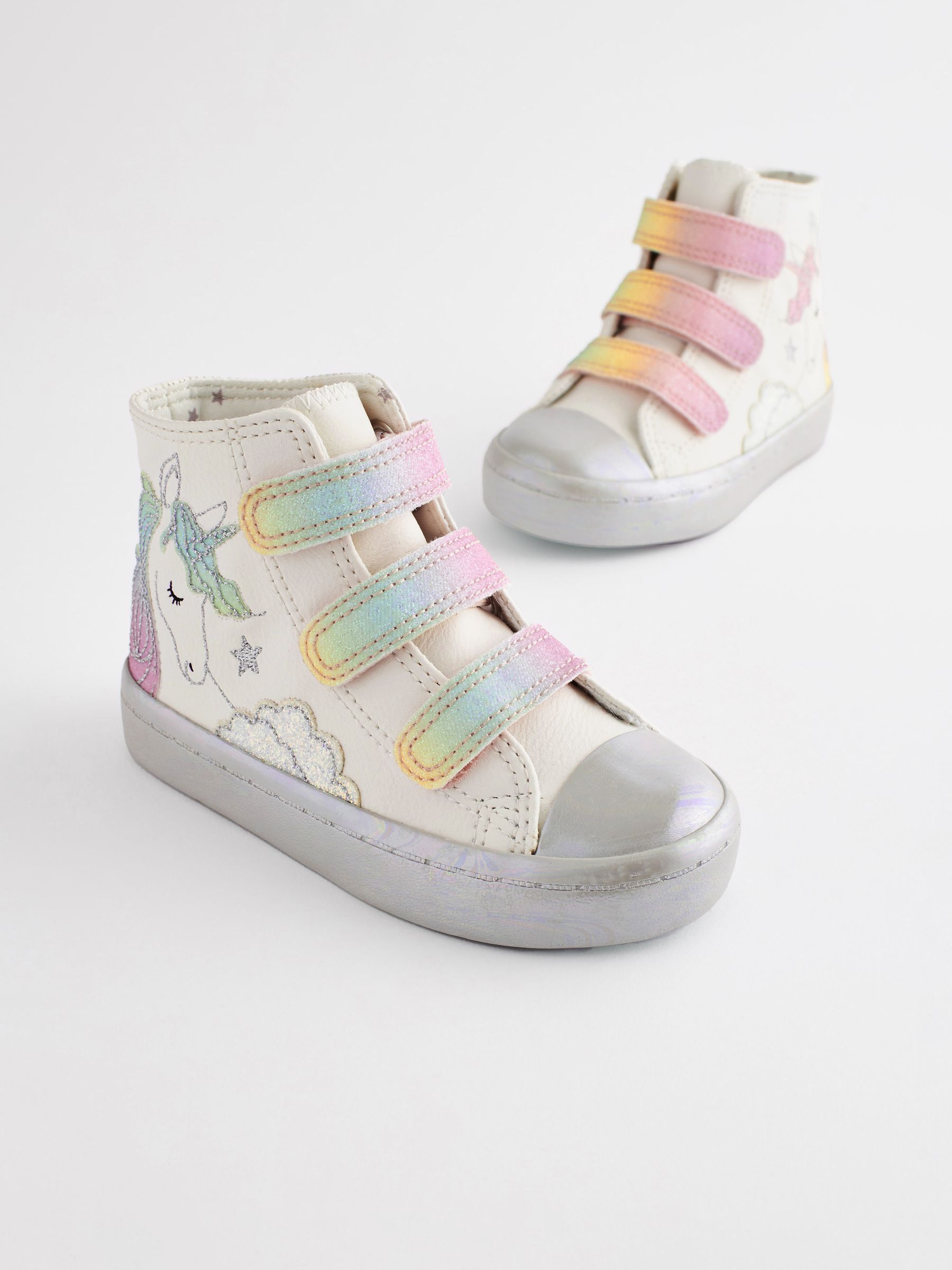 Buy White Unicorn Glitter High Top Trainers from Next Australia