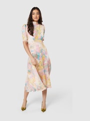 Closet London Pink Multi Tie Back A-Line Dress - Image 1 of 6