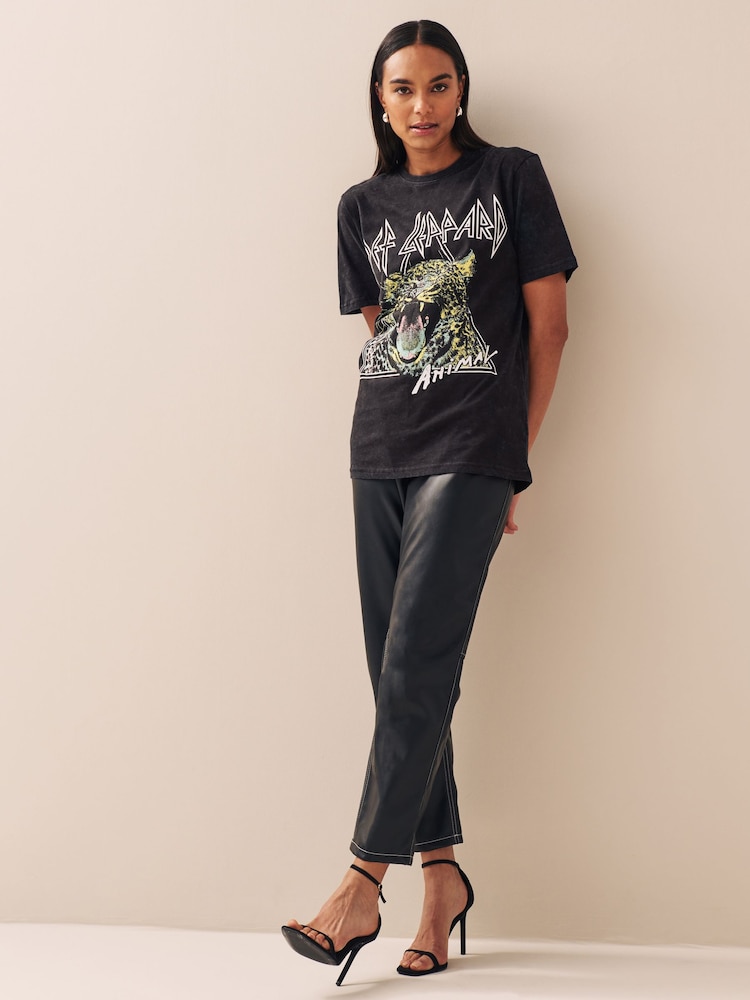 Washed Charcoal Grey Def Leppard License Band T-Shirt - Image 2 of 6