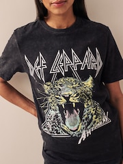 Washed Charcoal Grey Def Leppard License Band T-Shirt - Image 4 of 6