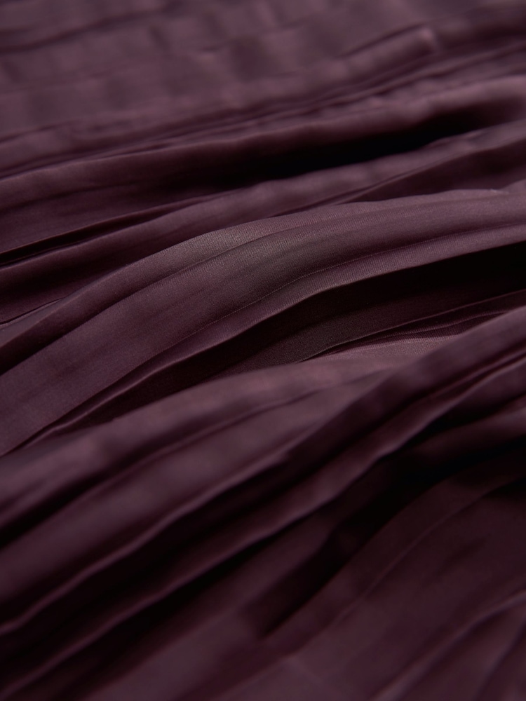 Plum Purple Plissé Woven Mix Short Sleeve Top - Image 6 of 6