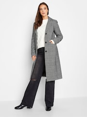 Long Tall Sally Black Check Midi Formal Coat - Image 1 of 4