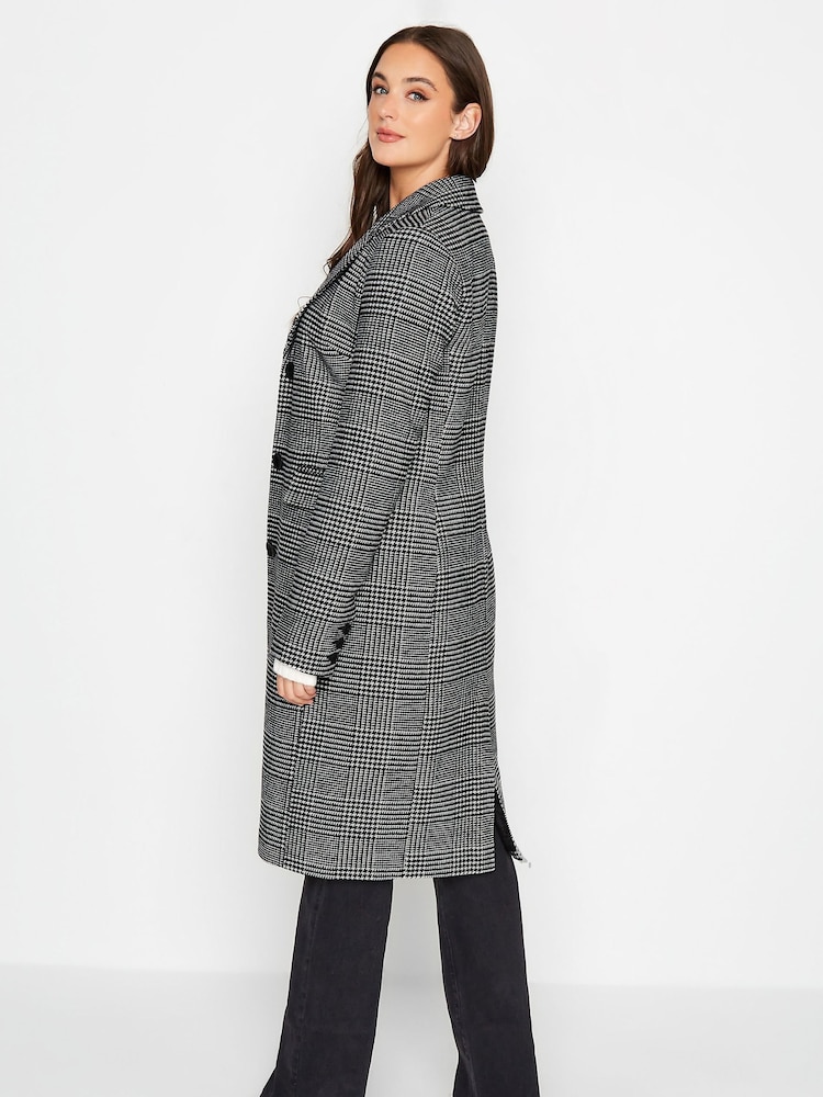Long Tall Sally Black Check Midi Formal Coat - Image 2 of 4