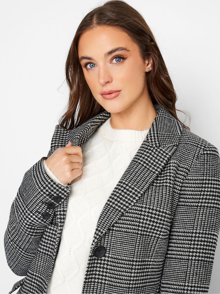 Long Tall Sally Black Check Midi Formal Coat - Image 4 of 4
