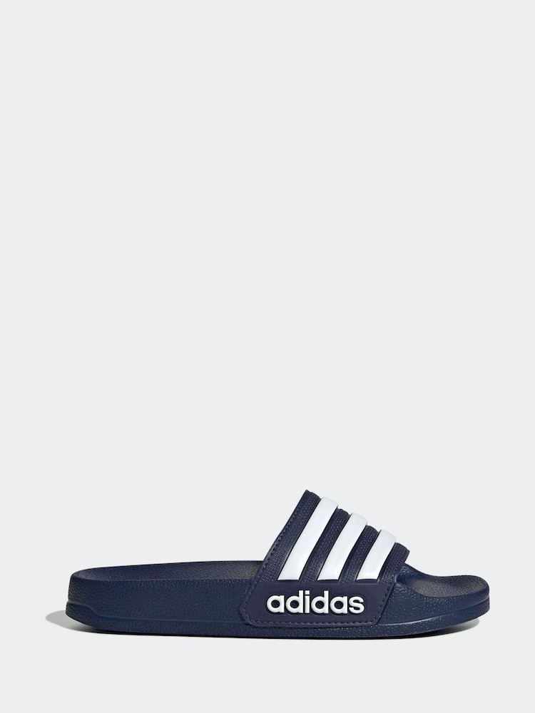 adidas Navy Blue Kids Adilette Youth Sliders - Image 1 of 9