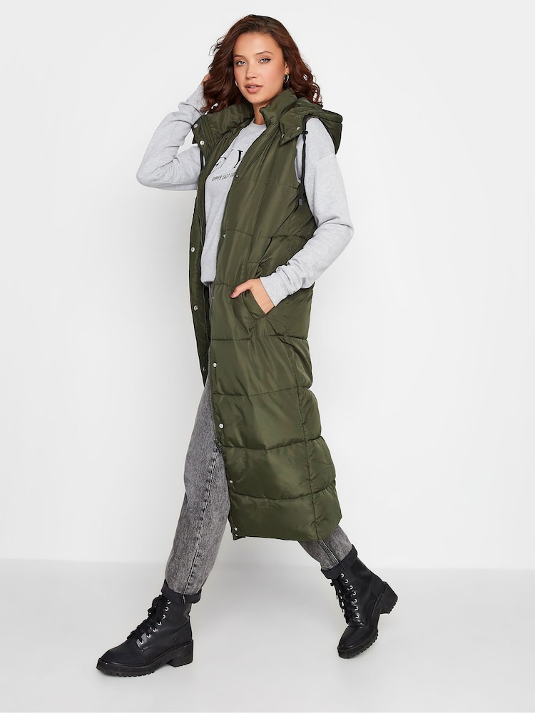 Long Tall Sally Green Midaxi Puffer Gilet - Image 1 of 4