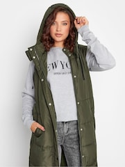 Long Tall Sally Green Midaxi Puffer Gilet - Image 4 of 4