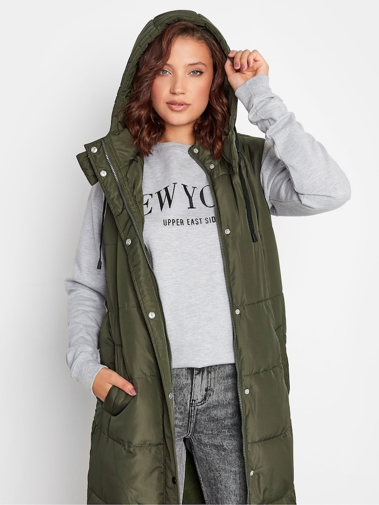 Long Tall Sally Green Midaxi Puffer Gilet - Image 4 of 4