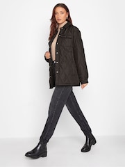 Long Tall Sally Black Lightweight Diamond Quilted Shacket - Image 2 of 5