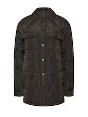 Long Tall Sally Black Lightweight Diamond Quilted Shacket - Image 4 of 5