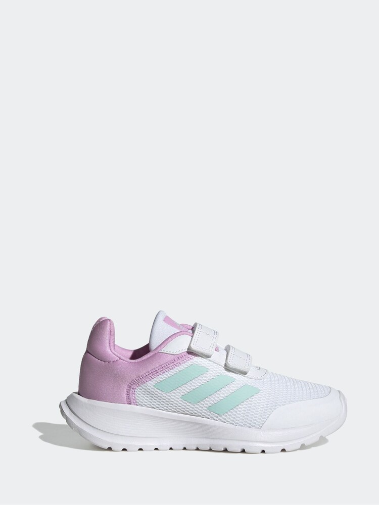 adidas White/Green/Pink Kids Sportswear Tensaur Run Trainers - Image 1 of 8