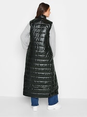 Long Tall Sally Black High Shine Maxi Puffer Gilet - Image 2 of 4