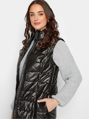 Long Tall Sally Black High Shine Maxi Puffer Gilet - Image 4 of 4