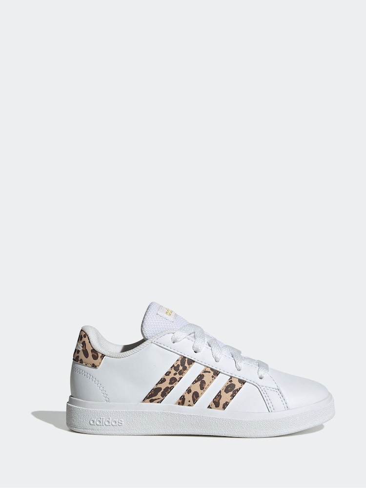 adidas White/Animal Grand Court Trainers - Image 1 of 9