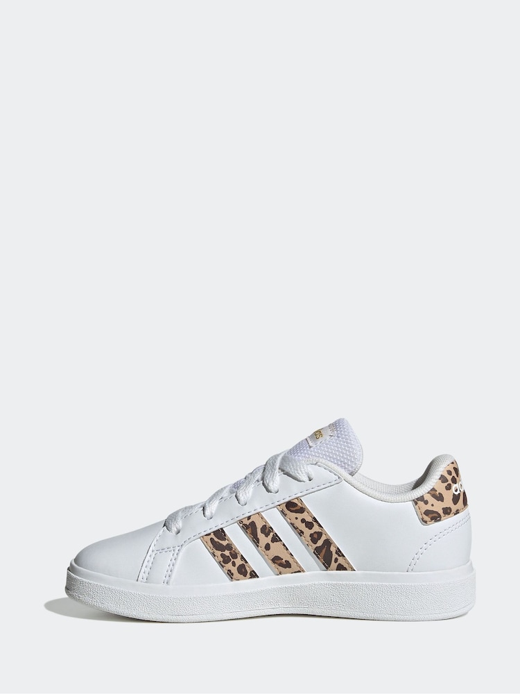 adidas White/Animal Grand Court Trainers - Image 2 of 9