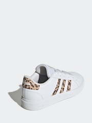 adidas White/Animal Grand Court Trainers - Image 4 of 9