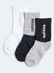 adidas Black Linear Kids Crew Socks 3 Pack - Image 1 of 1