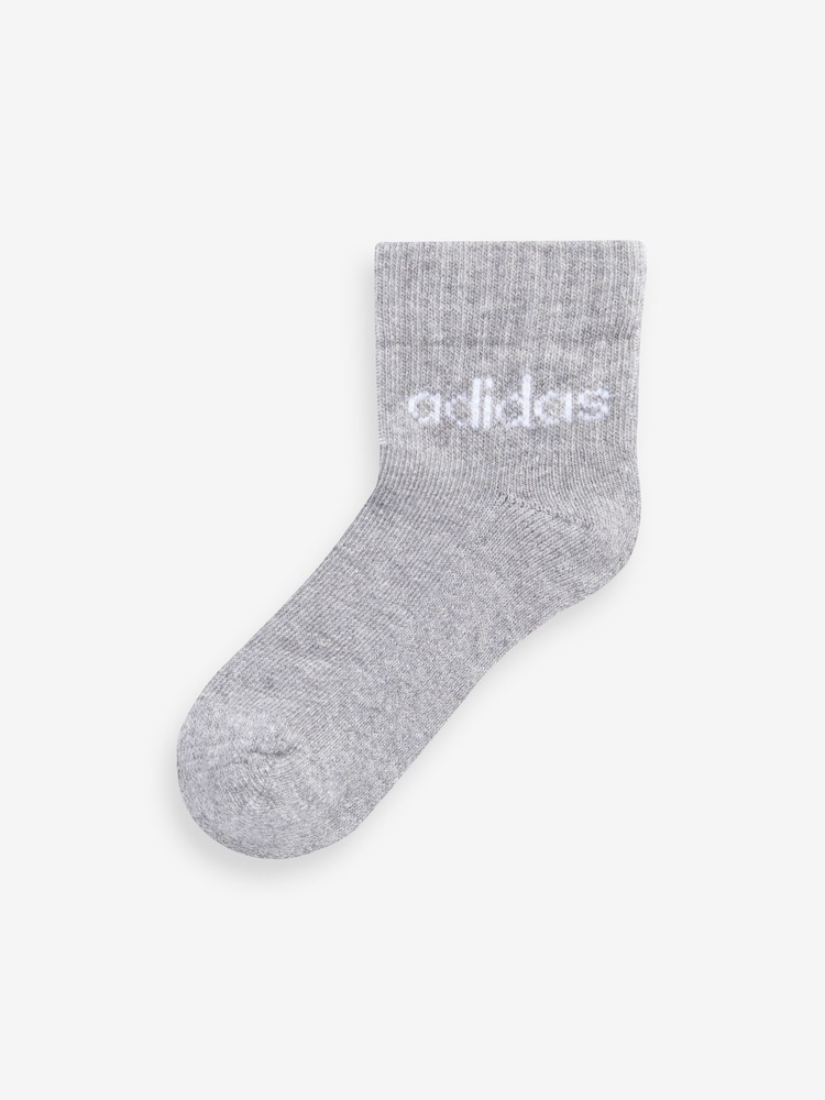 adidas White Kids Linear Ankle Socks 5 Pairs - Image 3 of 6