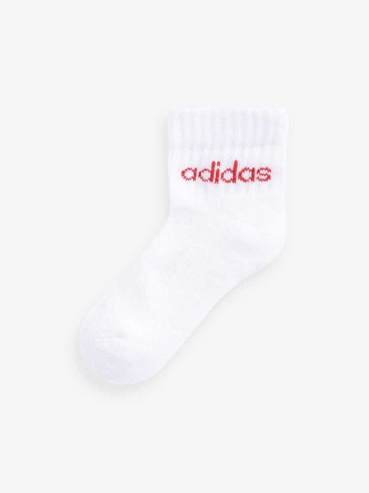 adidas White Kids Linear Ankle Socks 5 Pairs - Image 4 of 6