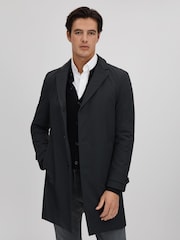 Reiss Navy Capital Single Breasted Mid Length Coat - Image 1 of 6