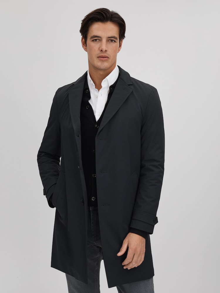 Reiss Navy Capital Single Breasted Mid Length Coat - Image 1 of 6