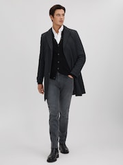Reiss Navy Capital Single Breasted Mid Length Coat - Image 3 of 6