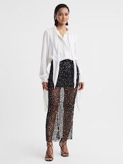 Anna Quan Embellished Netted Midi Skirt - Image 1 of 6