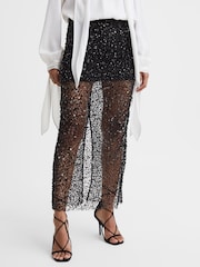 Anna Quan Embellished Netted Midi Skirt - Image 3 of 6