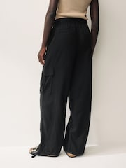 Black Linen Cargo Trousers - Image 3 of 7