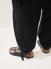 Black Linen Cargo Trousers - Image 5 of 7