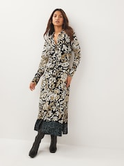 Black & White Tie Waist Shirt Dress - Image 2 of 6