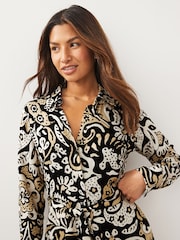 Black & White Tie Waist Shirt Dress - Image 4 of 6