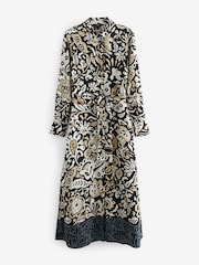 Black & White Tie Waist Shirt Dress - Image 5 of 6