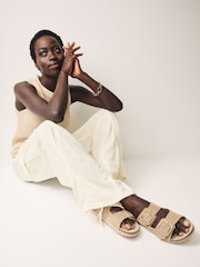 Ecru Linen Cargo Trousers - Image 1 of 6