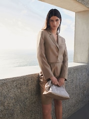 Mink Brown Cropped Single Button Blazer - Image 2 of 7